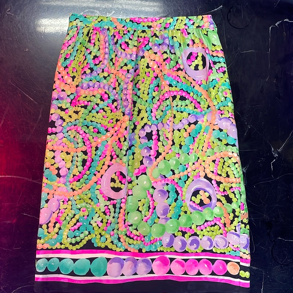 Vintage Neon Colored Midi Silk Skirt